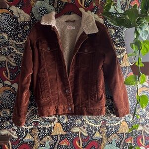Brown corduroy Jacket with Sherpa Lining
